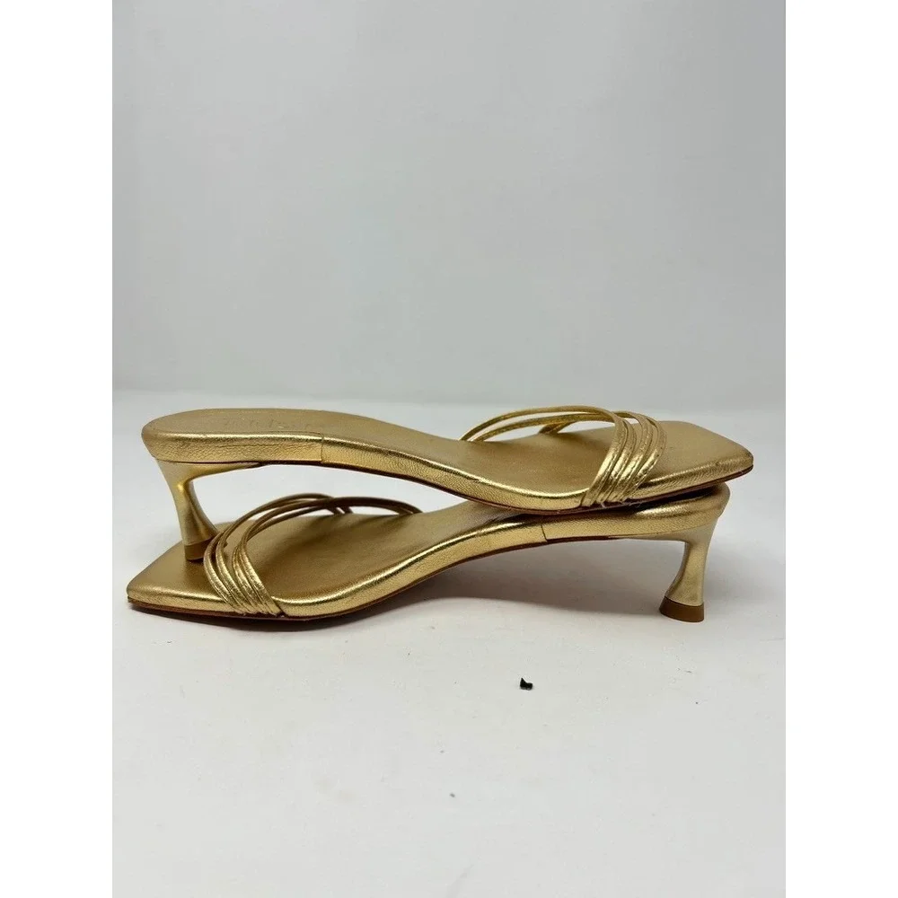 Tibi Metallic Nappa Jim Gold Sandal‎ EU 35 US 5 Party Wedding Formal